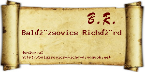 Balázsovics Richárd névjegykártya