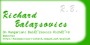 richard balazsovics business card